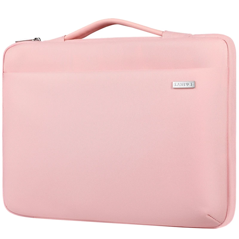 LANDICI Laptop Case Sleeve 14 15 Inch with Handle, 360°Protective Waterproof Computer Cover Bag for MacBook Air M2/M3 15,MacBook Pro 14/15, HP Chromebook 14, Pink