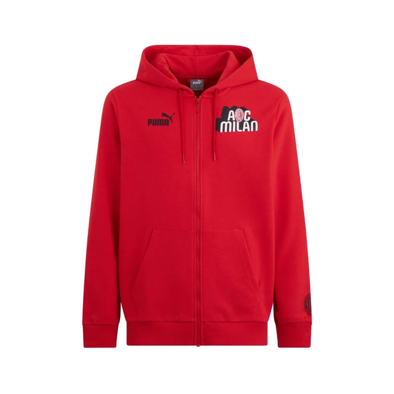 A.C. Milan Felpa Con Cappuccio Culture Unisex Adult Cotton Sweatshirt for Men or Women, red, M