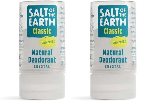 Salt of the Earth - Natural Deodorant Crystal Classic - Effective Crystal Deodorant, Fragrance Free, Vegan, cruelty Free - Suitable for Women, Men, and Kids - 90g (Pack of 2)