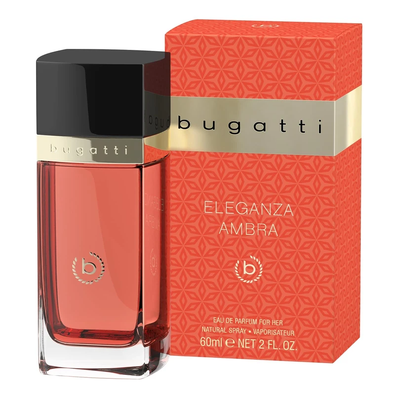 bugatti Eleganza Ambra Eau de Parfum for Women, 60 ml, Sensual Women's Fragrance for All Ages and Any Occasion, Powerful Combination of Cherry, Poppy, Musk and Vanilla, Fragrance