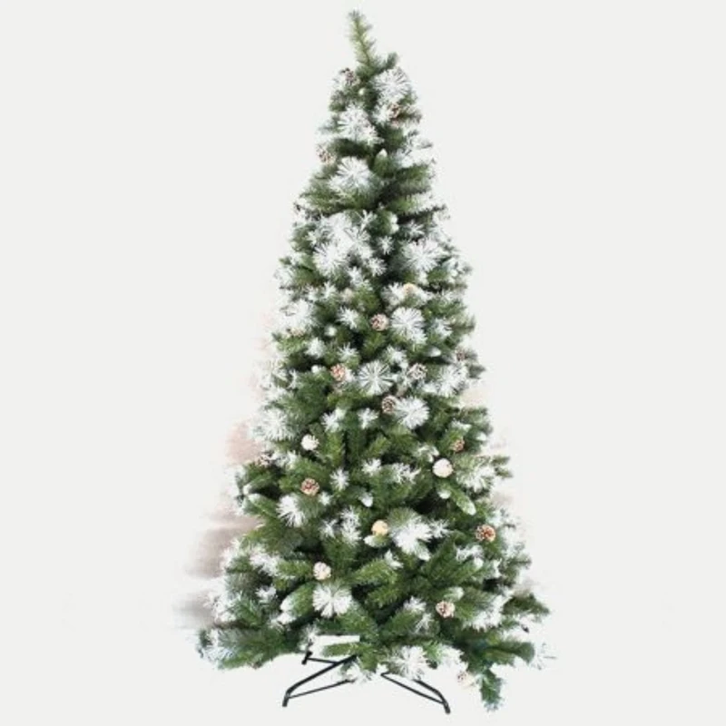 Ofituria Christmas Tree, Aluminium, Natural Green with Snow and Bow, 210 cm