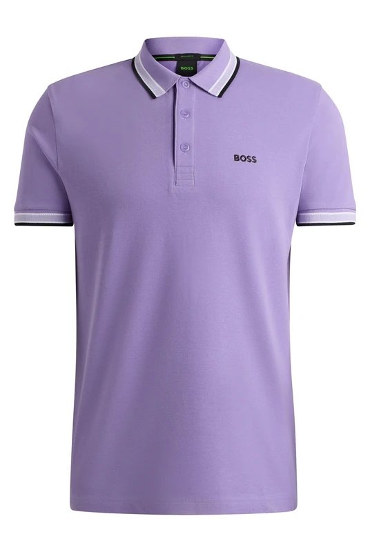 BOSS Mens Paddy Contrast-Logo Paddy Polo Shirt in Cotton piqué