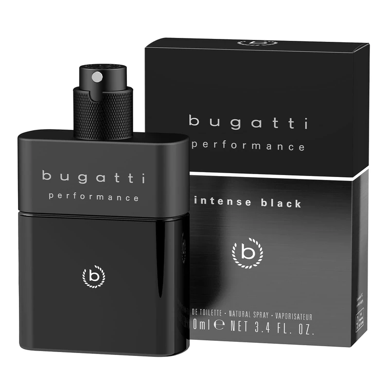 bugatti Performance Intense Black Perfume Men's 100 ml I Oriental Woody Eau de Toilette Men's Perfume with Passion Fruit, Cashmere, Ambergris & Musk I Powerful with Exotic Masculine Notes