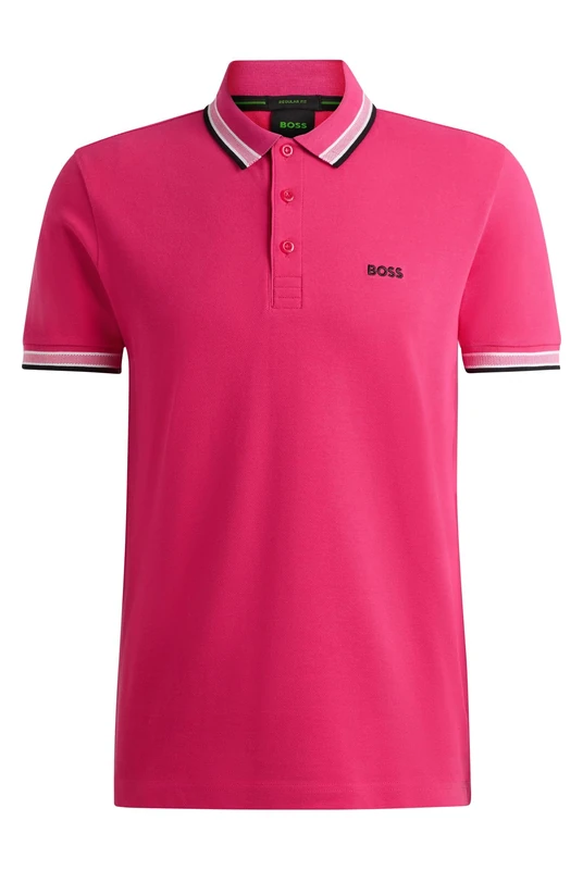 BOSS Mens Paddy Contrast-Logo Paddy Polo Shirt in Cotton piqué