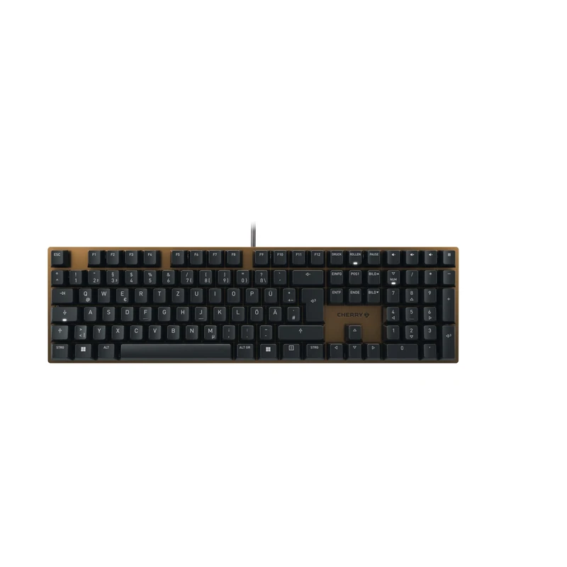 CHERRY KC 200 MX, Mechanical Office Keyboard with Anodised Metal Plate, German Layout (QWERTZ), Wired, MX2A BROWN SWITCHES, Bronze/Black