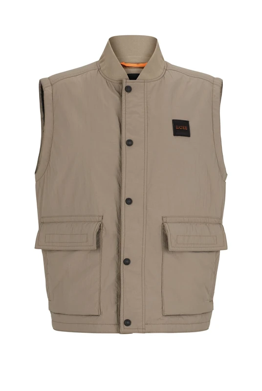 BOSS Mens Ocomo1-W Logo-Badge Gilet with a Water-Repellent Finish