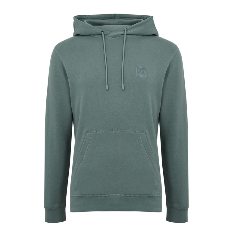 BOSS Mens Logo Patch Hoodie Open Green 5XL
