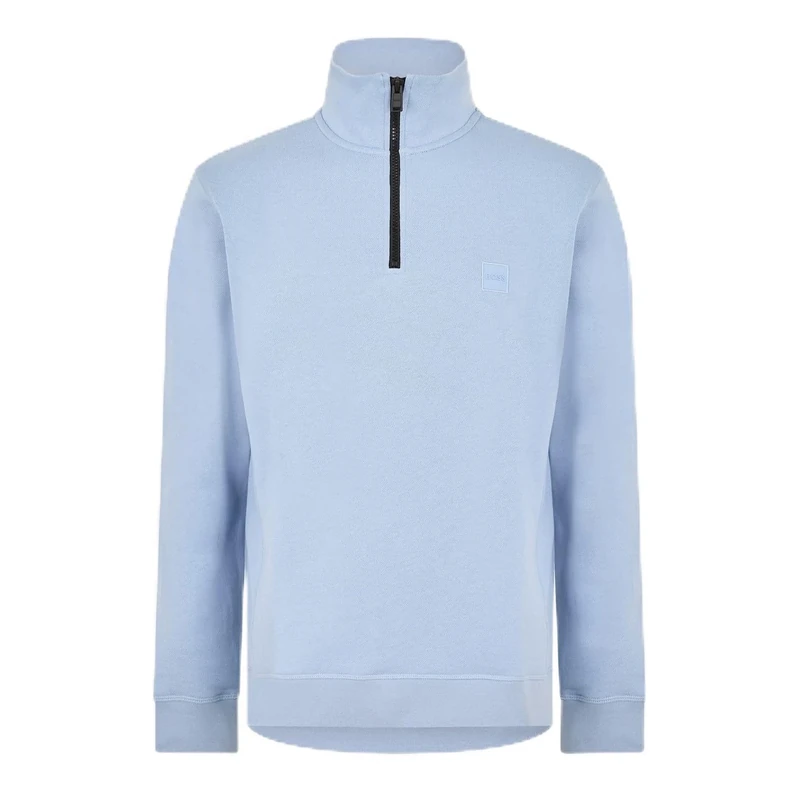 BOSS Mens Zetrust Zip Neck Soft The Head 1/4 Zip Fleece Top Open Blue 6XL