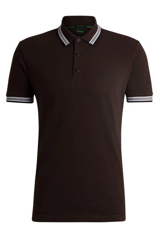 BOSS Mens Paddy Contrast-Logo Paddy Polo Shirt in Cotton piqué