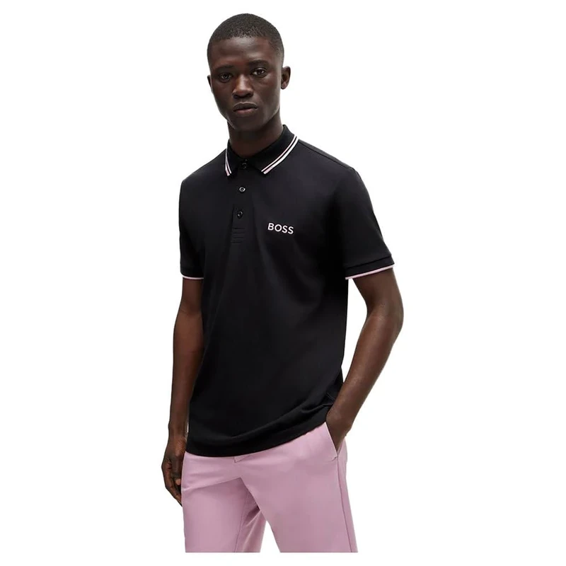 BOSS Mens Paddy Pro Contrast-Logo Polo Shirt in a Cotton Blend