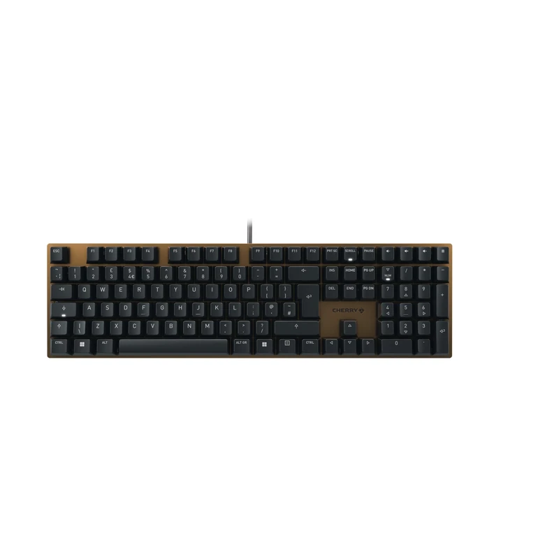 CHERRY KC 200 MX, Mechanical Office Keyboard with Anodised Metal Plate, UK Layout (QWERTY), Wired, MX2A BROWN SWITCHES, Bronze/Black