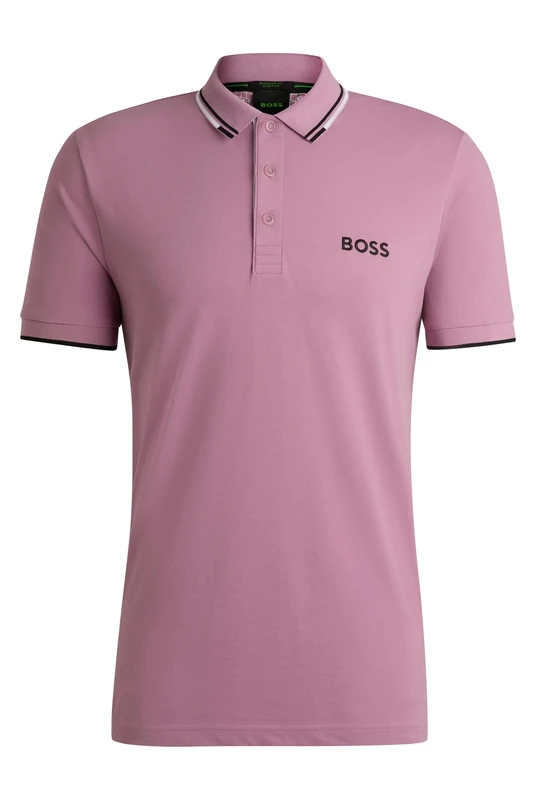 BOSS Mens Paddy Pro Contrast-Logo Polo Shirt in a Cotton Blend