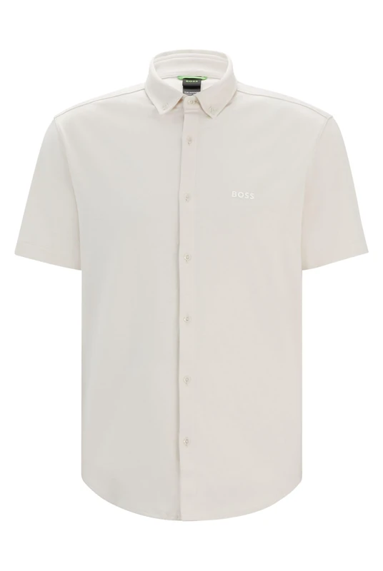 BOSS Mens B Motion Regular-fit Shirt in Knitted Wrinkle-Resistant Cotton