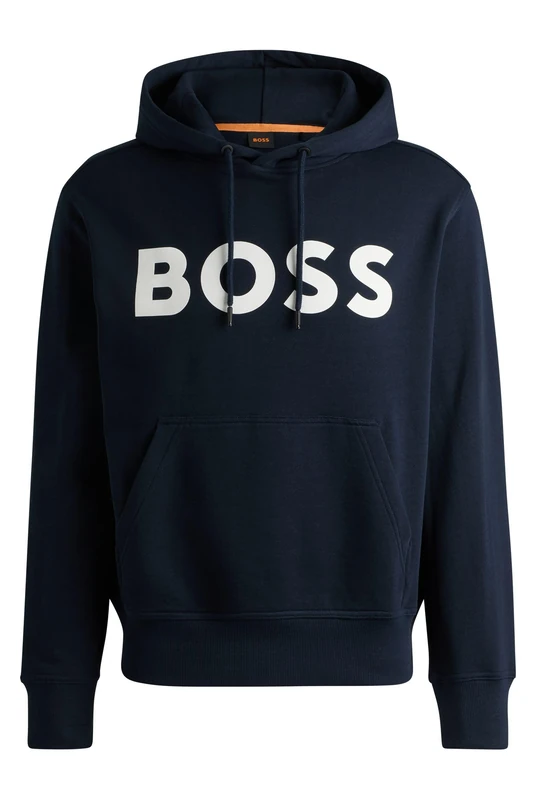 BOSS Mens Webasic Hood Relaxed-fit Hoodie in Cotton Terry with Large Logo
