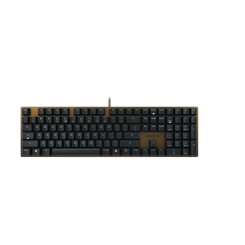 CHERRY KC 200 MX, Mechanical Office Keyboard with Anodised Metal Plate, EU Layout (QWERTY), Wired, MX2A SILENT RED Switches, Bronze/Black
