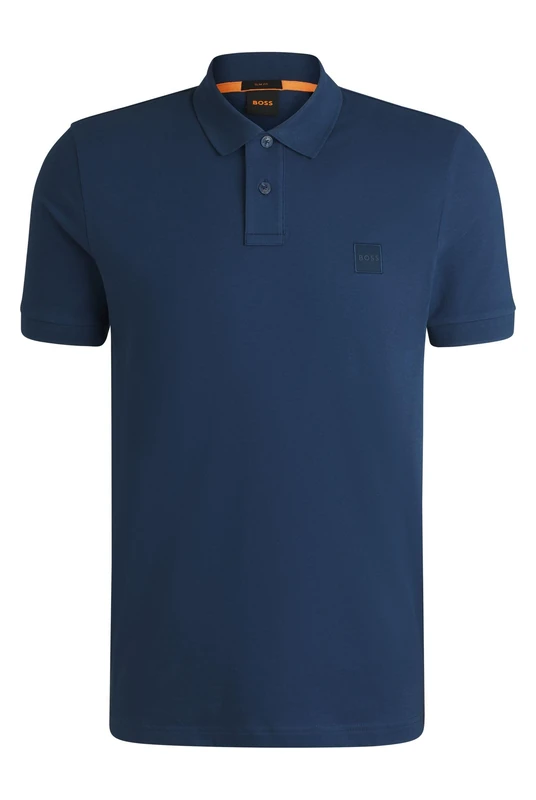 BOSS Mens Piqué Polo Top Open Blue S