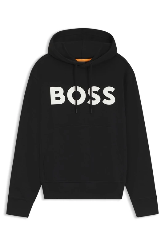 BOSS Mens Webasic hood Relaxed-fit hoodie in cotton terry with large logo Black