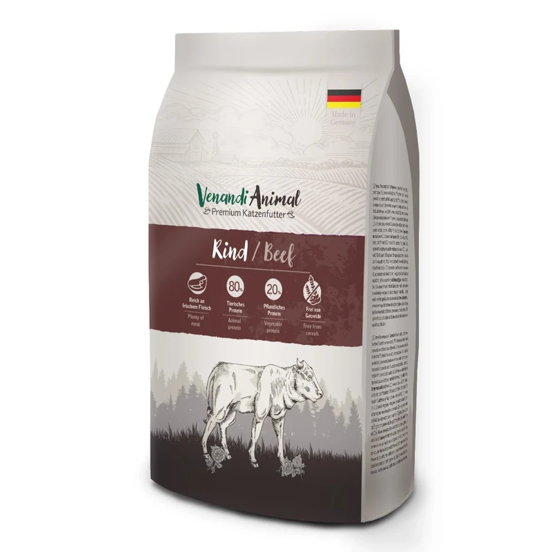 Venandi Animal - Premium dry cat food - beef, 1 pack (1 x 6.5kg), grain-free with lots of fresh meat