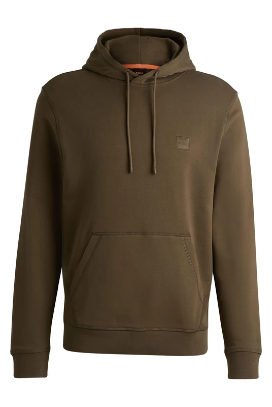 BOSS Mens Logo Patch Hoodie Open Green 3XL