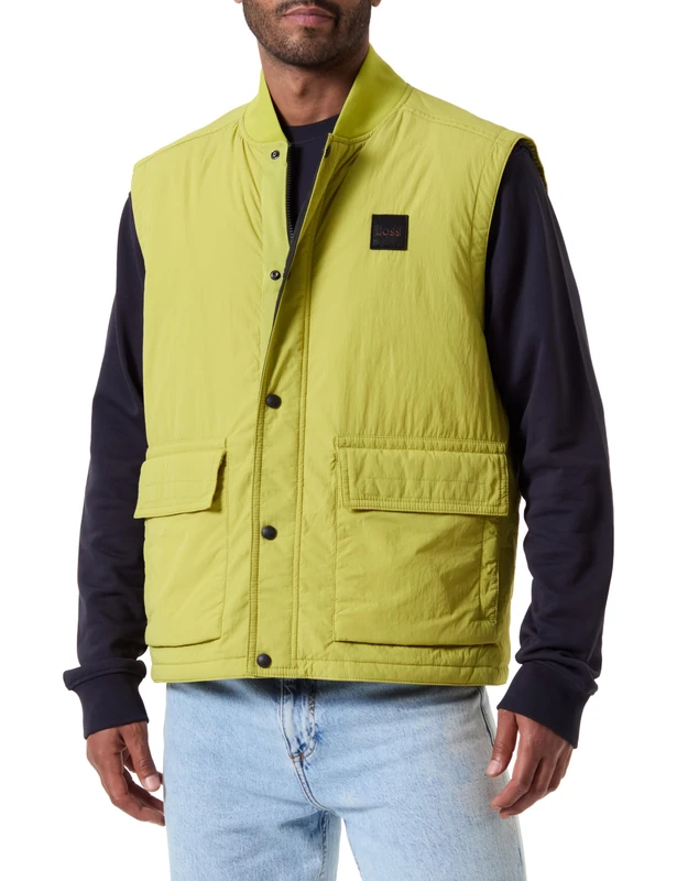 BOSS Men's Ocomo1-W Outerw_Waistcoat, Open Green398, 48