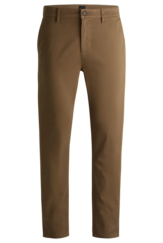 BOSS Mens Chino Tapered Tapered-fit Chinos in Stretch-Cotton Satin