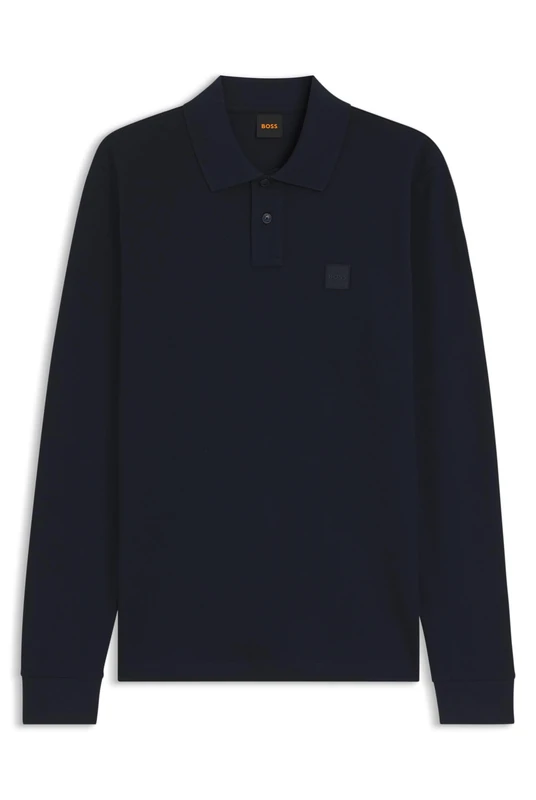 BOSS Mens Passerby Stretch-Cotton Slim-fit Polo Shirt with Logo Patch