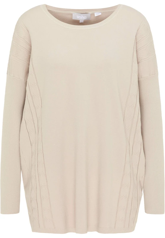 YASANNA Women's Knitted Jumper, Beige, M/L