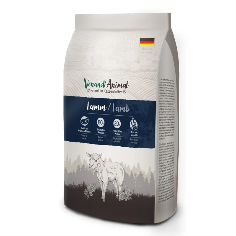 Venandi Animal - Premium dry cat food - lamb, 1 pack (1 x 6.5kg), grain-free with lots of fresh meat