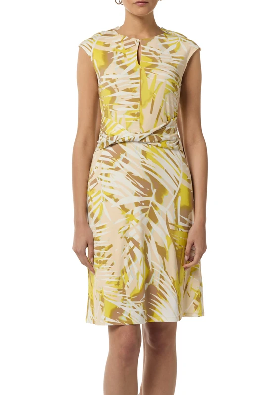 comma Tie Back Cap Sleeve Dress, Yellow - 12a9, 14