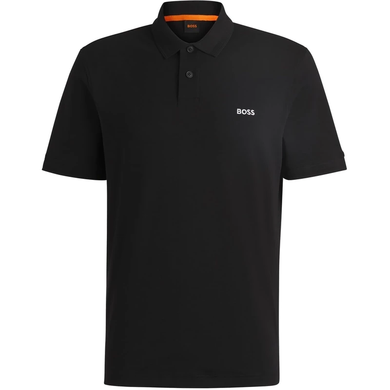 BOSS Mens Peinterlock Short Sleeve Polo Shirt Black S
