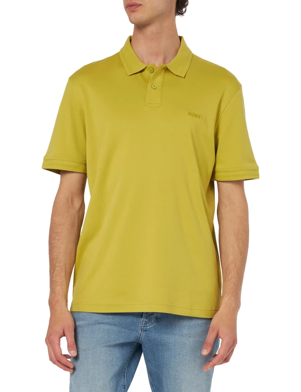 BOSS Men's Pe_Interlock Polo, Open Green398,