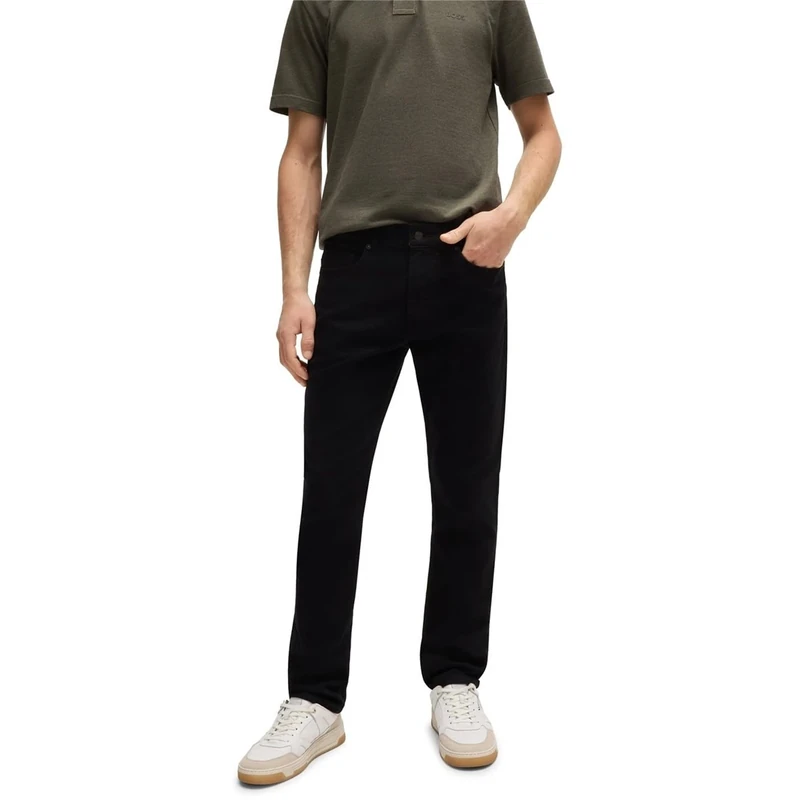 BOSS Mens Delaware BO Stay-Black Slim-fit Jeans in Comfort-Stretch Denim