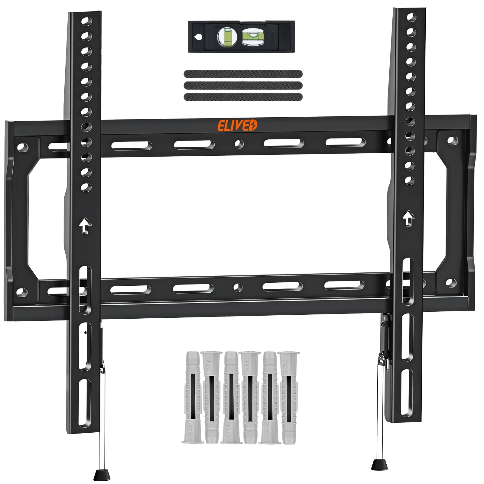 ELIVED Fixed TV Wall Bracket for Most 26-60 Inch LED, LCD, OLED Flat or Curved TVs, Ultra Slim Wall Mount with VESA 75x75mm-400x400mm up to 45KG, Low Profile TV Bracket Flat to Wall Design EV3035