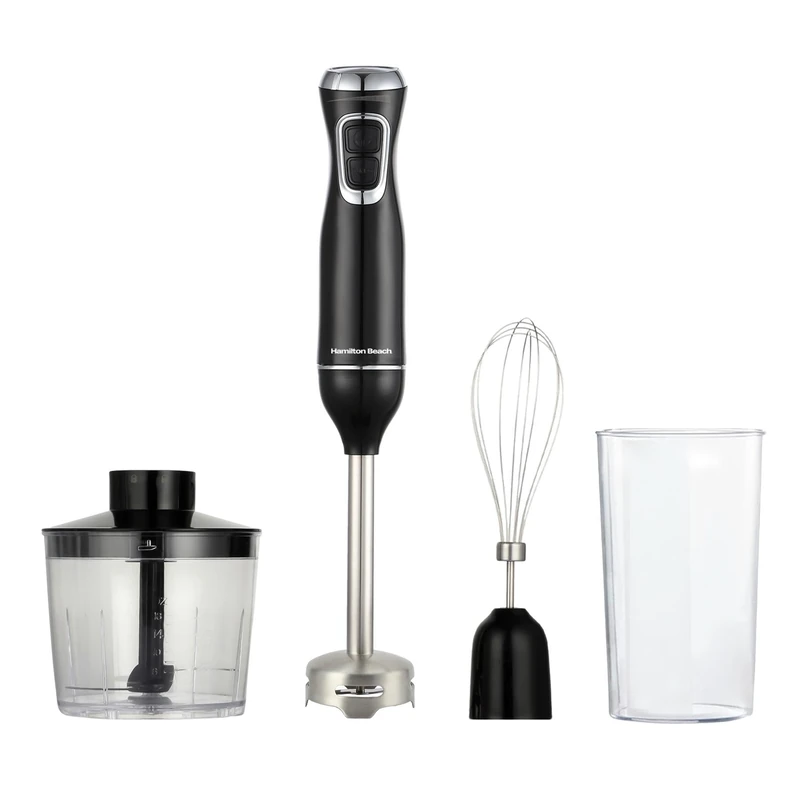 Hamilton Beach 4-in-1 Hand Blender Set, Versatile Functionality, Turbo Boost, Durable, Ergonomic Design, 4 Attachments, Multi-Functional - HB5023-GS, Black