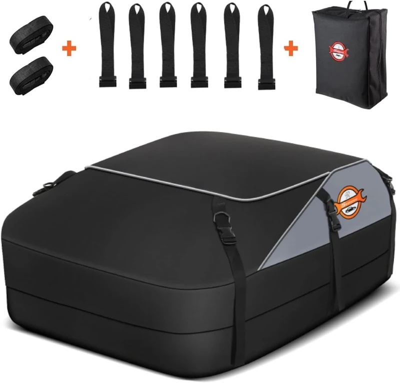 Sailnovo Roof Box Roof Bag 580L/20 Cubic Waterproof Car Roof Bag with 6 Door hooks, Soft-Shell Large Roof Cargo Carrier Bags for Cars without/with Roof Bars/Rack/Rails, Black