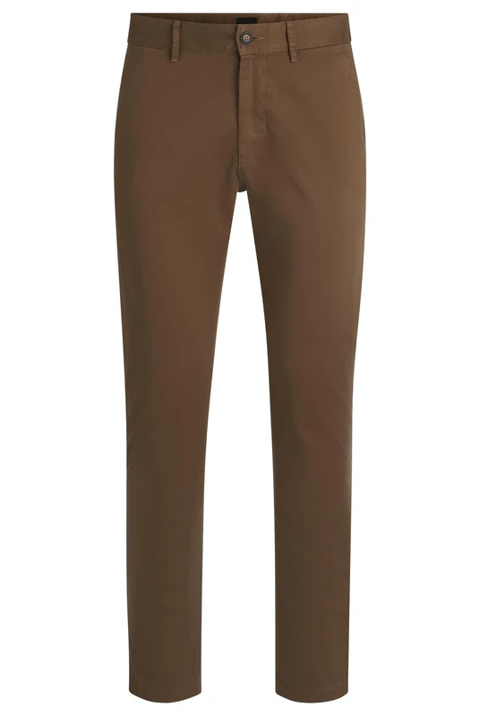 BOSS Mens Chino Slim Slim-fit Chinos in Stretch-Cotton Satin