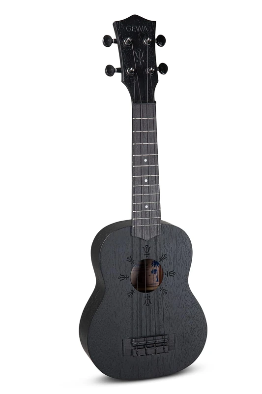 GEWA Soprano Ukulele Manoa Witchcraft - Body Mahogany - Laser Rosette Antimony - Black satin finish - incl. padded Gig Bag - K-SO-WA