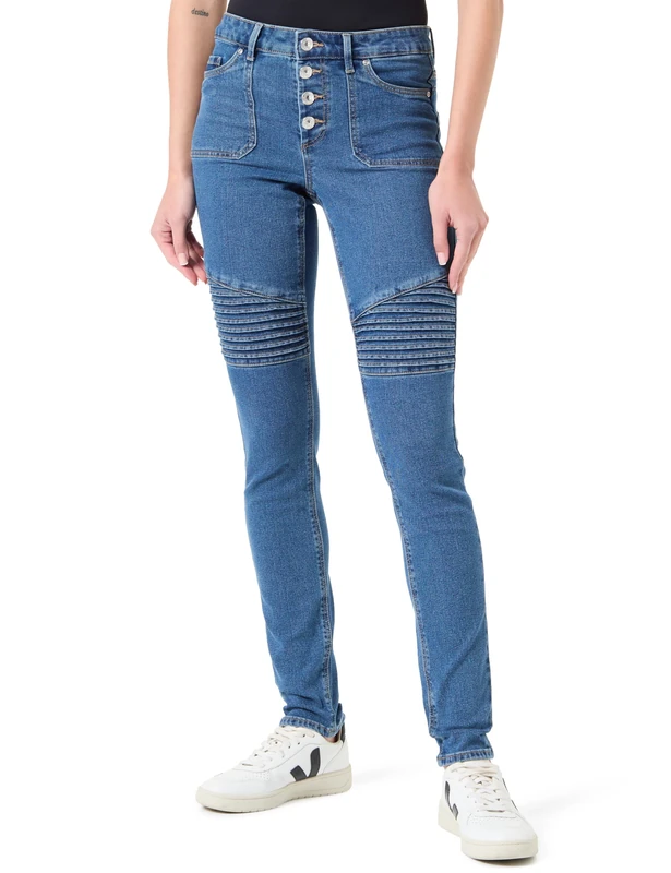 ONLY Women's Onlhush Mid Waist Sk Poc Biker PIM DNM Jeans, Medium Blue (Medium Blue Denim), S / 30L