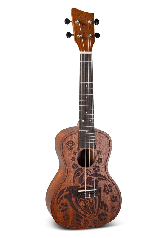 GEWA Concert Ukulele Manoa Wildlife - Body Sapelli - Laser Design Crazy Turtle - Natural satin finish - incl. padded Gig Bag - K-CO-TUR