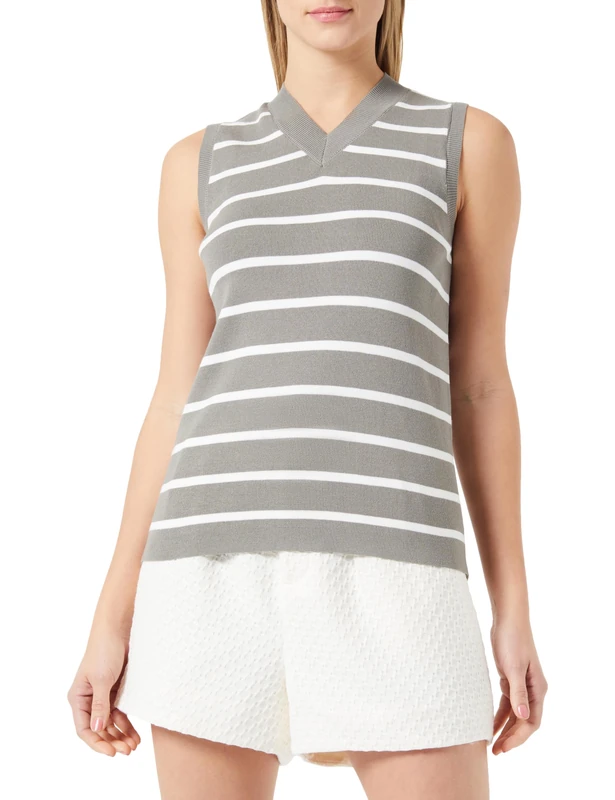 YEPA Women's Knitted Sweater Vest, Grey Olive, XS/S - Image 1