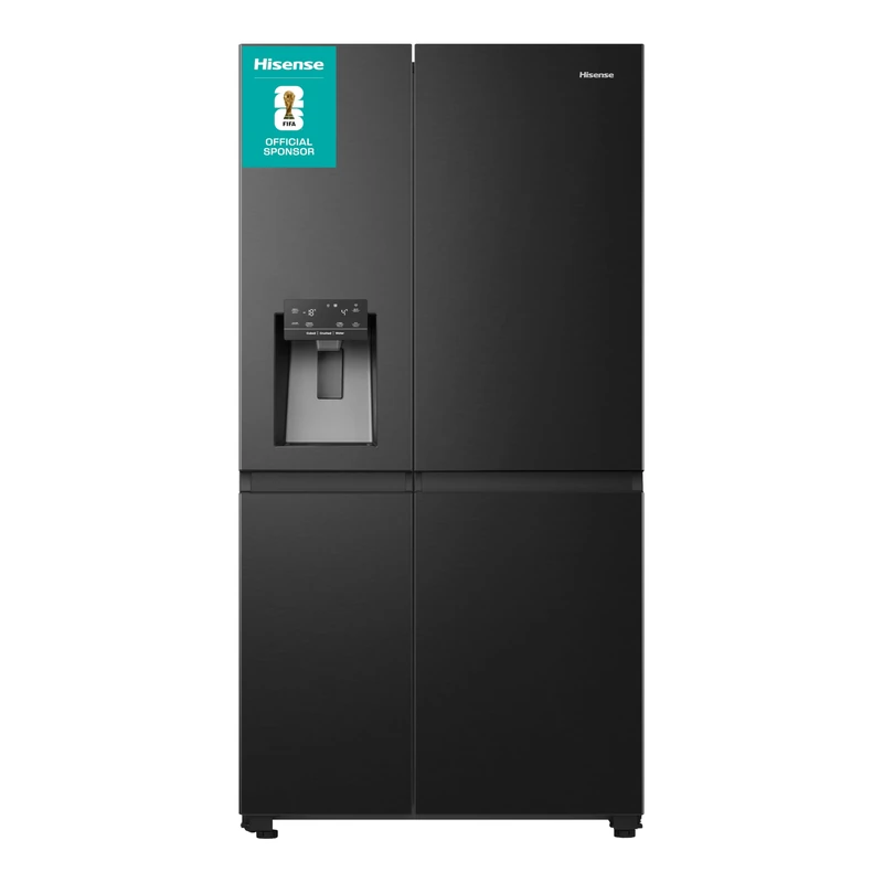 Hisense PureFlat Infinite RS818N4IIFE 632L Wifi Connected Plumbed Total No Frost American Fridge Freezer with Water Dispenser - Black Stainless Steel - E Rated
