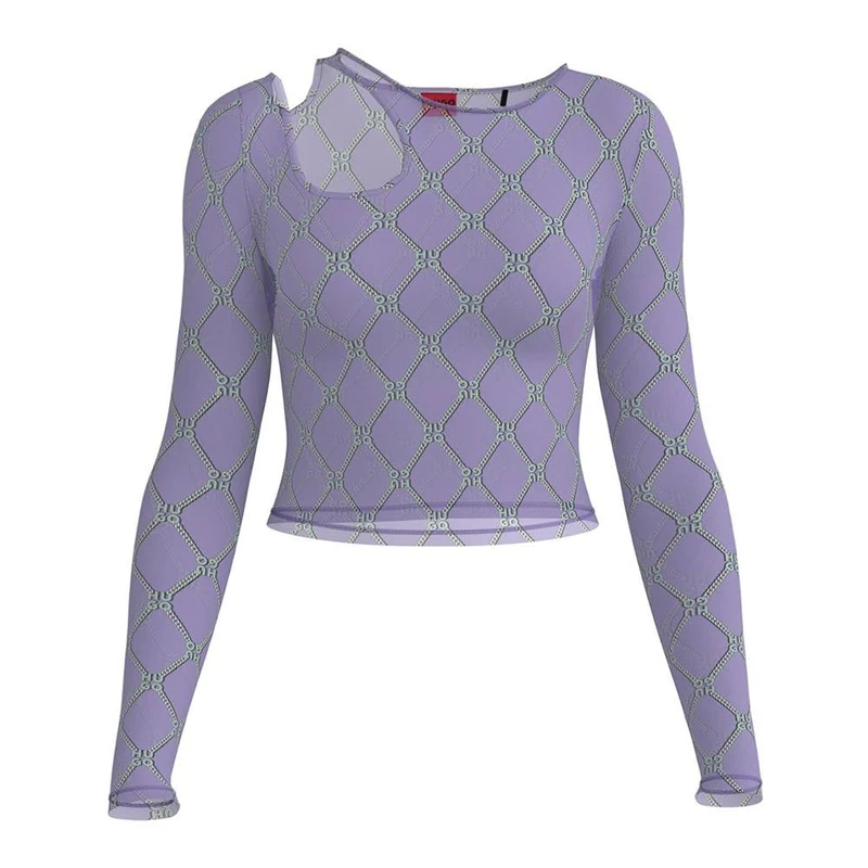HUGO Women's Damecia Jersey Top, Open Miscellaneous970, XL