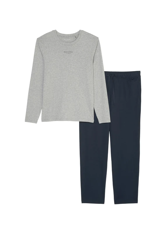 Marc O´Polo Men's Mix & Match Long Pyjama Set, Grey/Navy, L