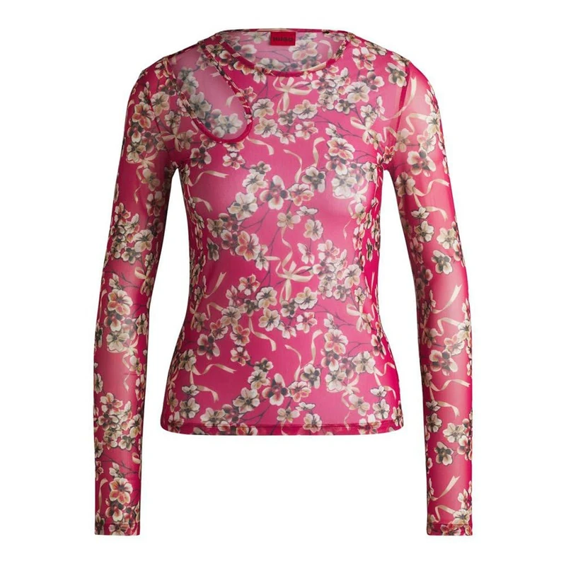 HUGO Women's Damecia Jersey Top, Open Miscellaneous965,