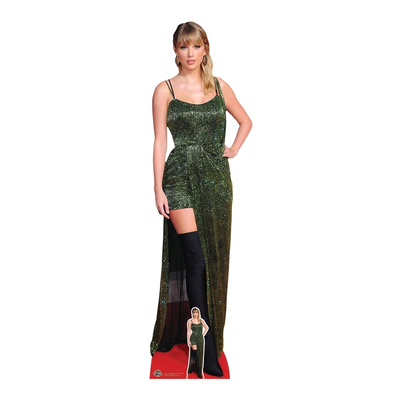 Star Cutouts CS953 Singer Long Green Dress Lifesize Cardboard Cutout with Mini – Glam Music Party Decoration, Event Display & Fan Gift