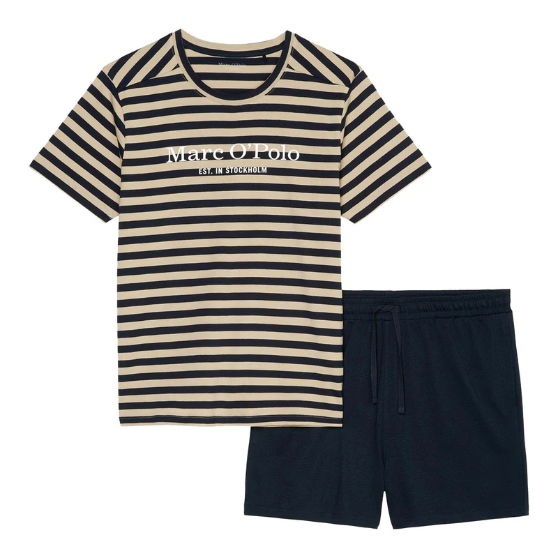 Marc O'Polo Men's Mix & Match Short Pyjama Set Pyjama Set, -543 beige/white/navy, S