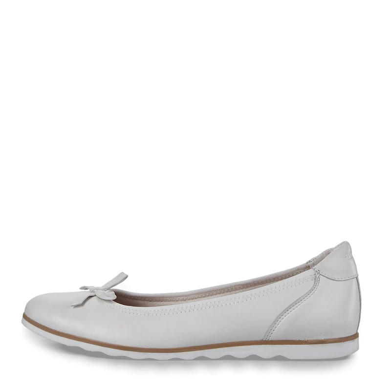 Tamaris Women's Ballerina-1-22128-42 Ballet Flats, White Leather, 3.5 UK