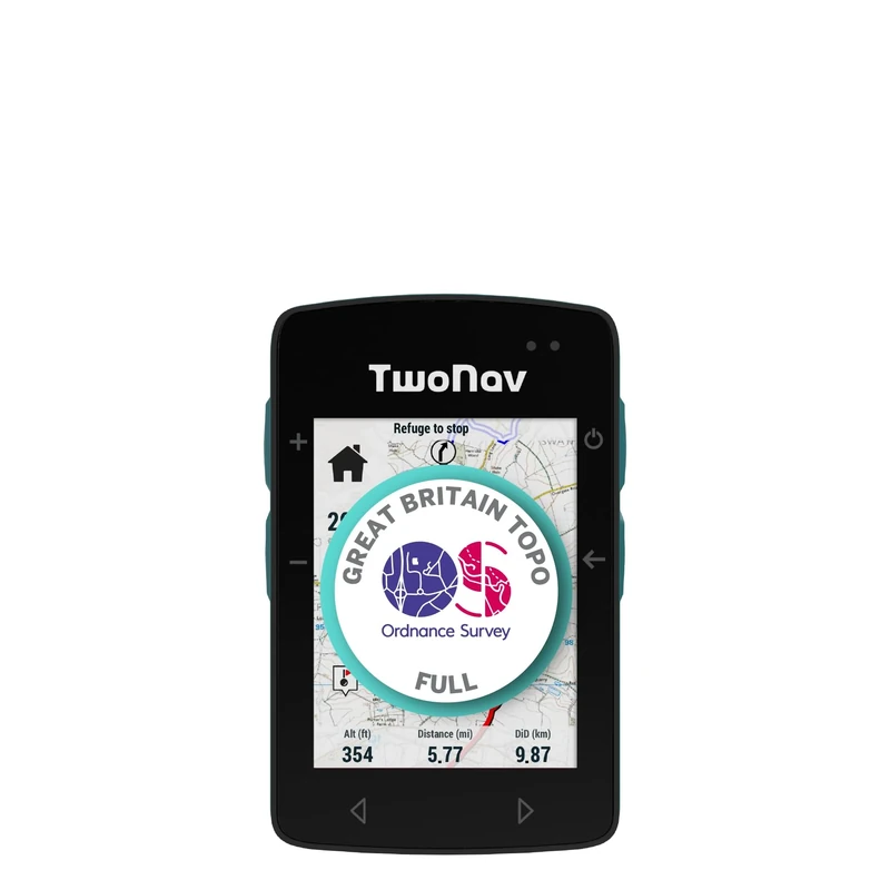 TwoNav Roc (32 GB) + Full Great Britain Topo Ordance & Survey 1:25.000 map, GPS bike computer with 2.7-inch screen for MTB, cycling, gravel or bikepacking