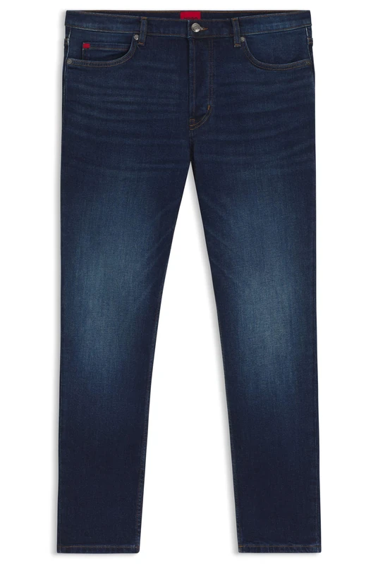 HUGO Mens 634 Blue Tapered-fit Jeans in Comfort-Stretch Denim