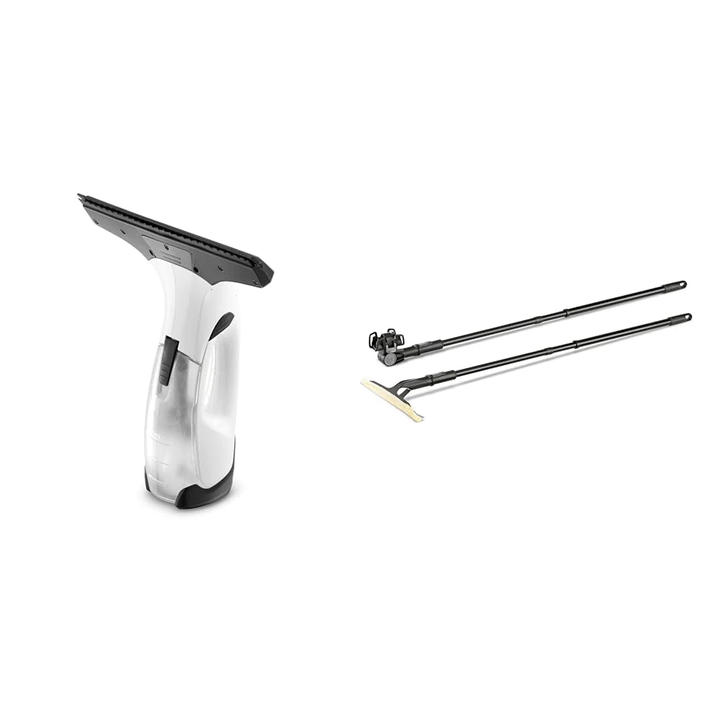 Bundle of Kärcher Window Vac WV 2, Battery Running Time: 35 min, LED Display for Battery Status, Suction Nozzle: 280 mm for Streak-Free Cleaning+ Kärcher 26331440 Window Vacuum Extension Set